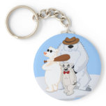 Polar Bear Gang on Ice Keychain