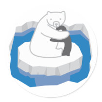 Polar Bear Hug Round Stickers