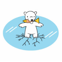 polar bear on cracked ice cut out
