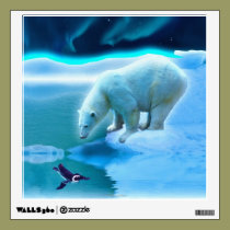 Polar Bear & Penguin Fantasy Wild Art Wall Decal wall decals