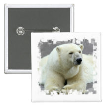 Polar Bear Square Button