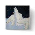 Polar Bear Winter Magic Square Button Pin Dulac