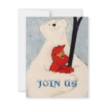 POLAR BEAR WOMAN'S SKIING BIRTHDAY PARTY INVITE invitations