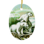 Polar Bears and Northern Lights Christmas Tree Ornament