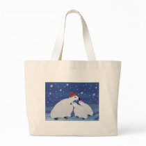 Polar Bears Winter Holiday Canvas Tote Bags