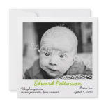 Polaroid Green Birth Announcement invitations