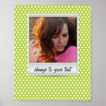 Polaroid photoframe on white & lime polkadot print