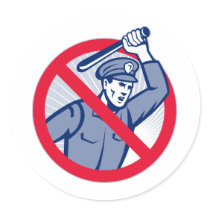 Police Brutality Policeman With Baton Round Stickers
