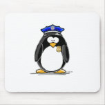 Police Officer Penguin Mouse Pads