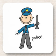 Police Officer Stick Figure Beverage Coasters