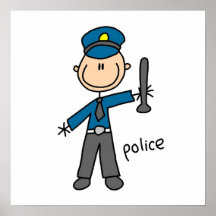 Police Officer Stick Figure Print