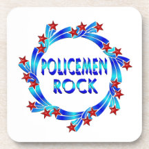 Policemen Rock Red Stars Drink Coaster