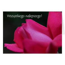Polish Birthday Card Sto Lat Red Rose
