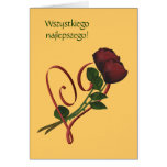 Polish Birthday Card Sto Lat Red Roses Heart