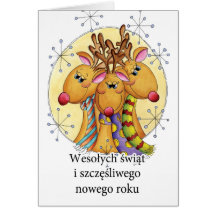 Polish Christmas Card - Reindeer - Wesołych świąt