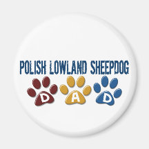POLISH LOWLAND SHEEPDOG Dad Paw Print 1 Magnet
