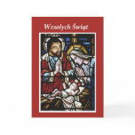 Polish Merry Christmas, Stained Glass, Religious Card