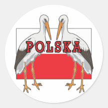 Polish White Stork Polska Round Sticker