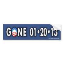 Political "GONE 01 20 13" Bumper Sticker