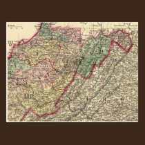 Political Map of West Virginia postcards