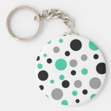 Polka Dot Abstract Art in Teal Keychains