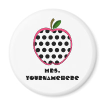Polka Dot Apple Teacher Refrigerator Magnets