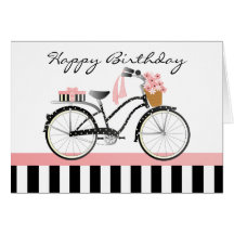Polka Dot Bicycle-solid black/white back stripe Greeting Cards
