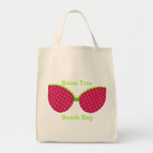 Polka Dot Bikini Beach Tote Bags