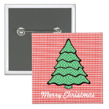 Polka Dot Christmas Tree V4 Pinback Buttons