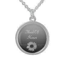 Polka Dot Daisy Grey & Black Wedding Jewelry