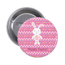 Polka Dot Easter Bunny Button