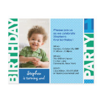 Polka Dot First Birthday Party Invitation Postcard