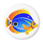 Polka Dot Fish in Blue & Orange Fridge Magnets