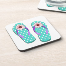 Polka Dot Flip Flops Coaster