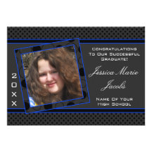 Polka Dot Graduation Invitation (Black And Blue)