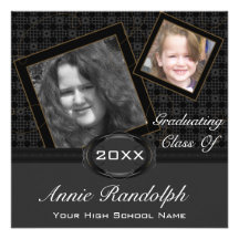 Polka Dot Graduation Invitation (Black And Brown)