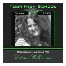 Polka Dot Graduation Invitation (Black And Green)
