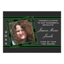 Polka Dot Graduation Invitation (Black And Green)