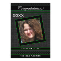 Polka Dot Graduation Invitation (Black And Green)