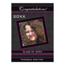 Polka Dot Graduation Invitation (Black And Pink)