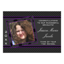 Polka Dot Graduation Invitation (Black And Purple)