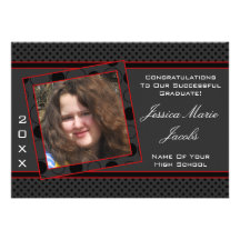 Polka Dot Graduation Invitation (Black And Red)