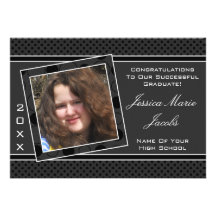 Polka Dot Graduation Invitation (Black And White)
