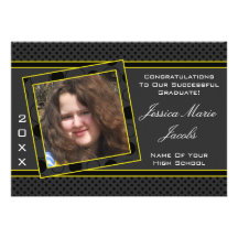 Polka Dot Graduation Invitation (Black And Yellow)