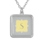 Polka Dot Grey and Yellow Monogram Pendant