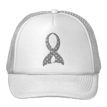 Polka Dot Grey Ribbon Diabetes Hats
