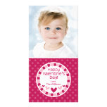 Polka Dot Hearts Pink Valentine's Day Customized Photo Card