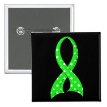Polka Dot Lime Green Ribbon Non-Hodgkin's Lymphoma Pinback Buttons