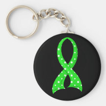 Polka Dot Lime Green Ribbon Non-Hodgkin's Lymphoma Keychains