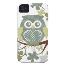 Polka Dot Owl in Tree iPhone 4 Cases